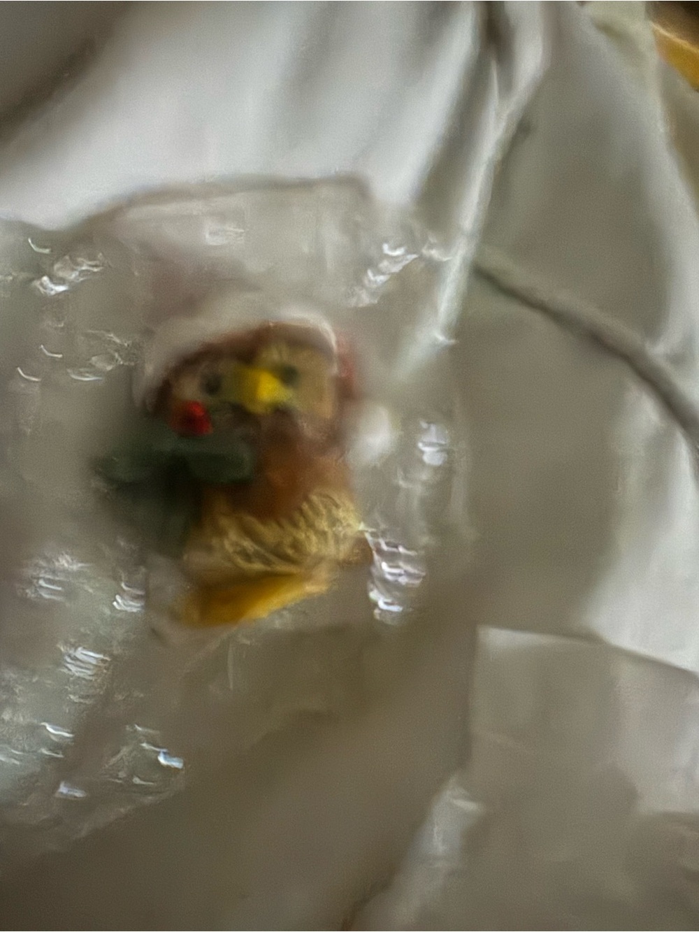 Hallmark Brown and Yellow Plush Bird Ornament with Green Accent